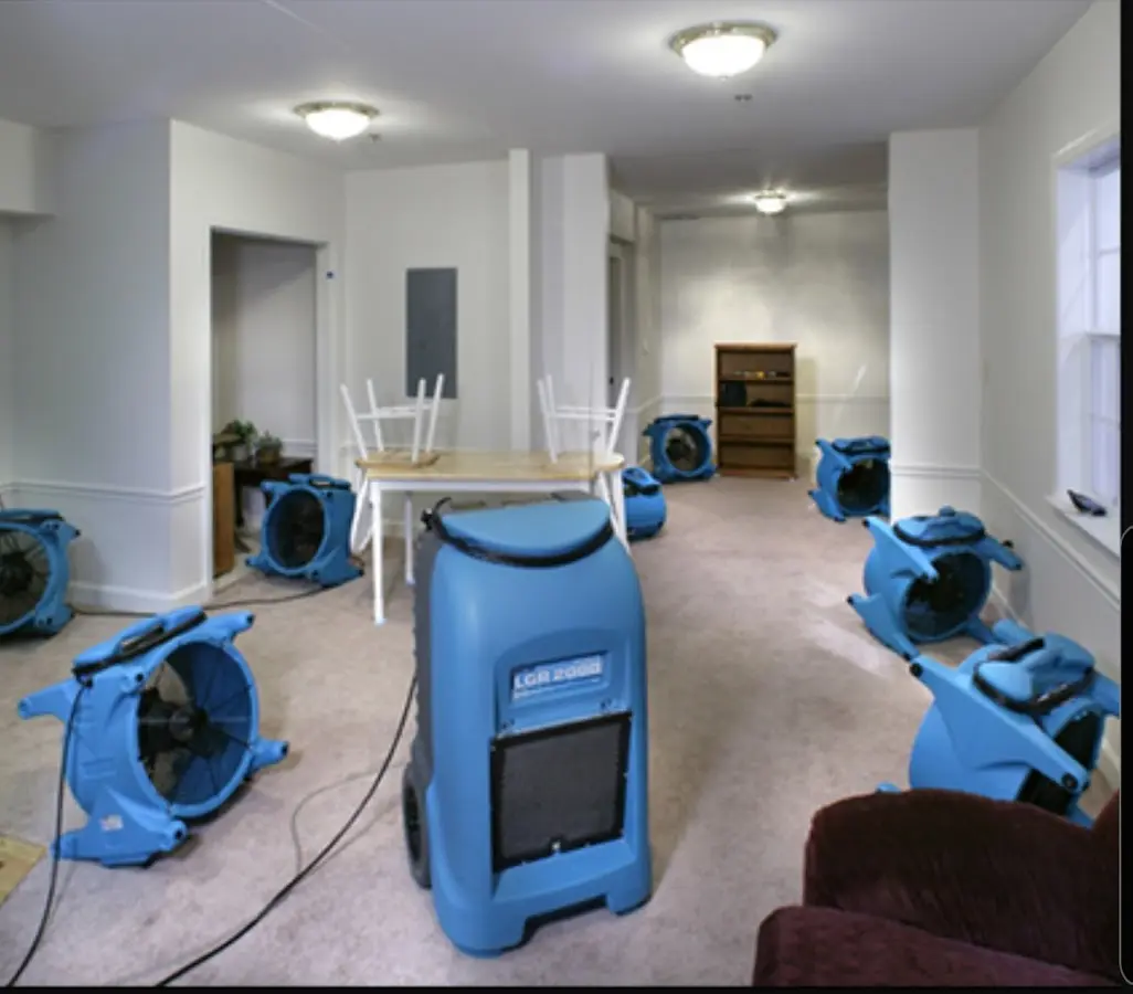 Air movers and dehumidifier setup for Water Damage Restoration in Seneca Falls